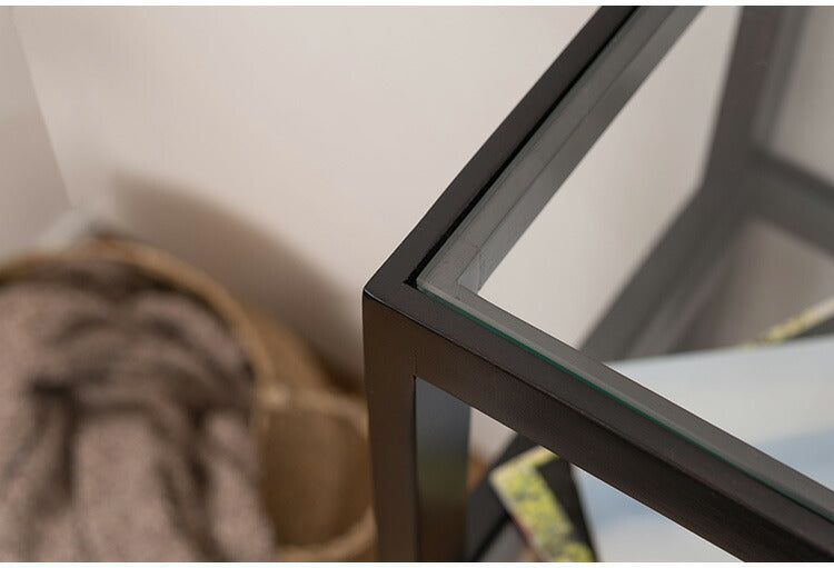 オープンシェルフ PM-513 東谷 収納 棚 シェルフ オープンシェルフ オープン収納 3段 三段 見せる収納 魅せる収納 木製 天然木 ミンディ ラタン 籐 幅80cm 高さ75cm ガラス クリア 透明(代引不可)