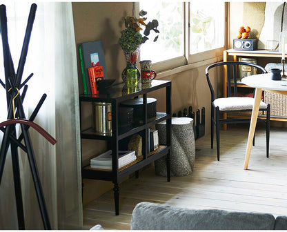 オープンシェルフ PM-513 東谷 収納 棚 シェルフ オープンシェルフ オープン収納 3段 三段 見せる収納 魅せる収納 木製 天然木 ミンディ ラタン 籐 幅80cm 高さ75cm ガラス クリア 透明(代引不可)