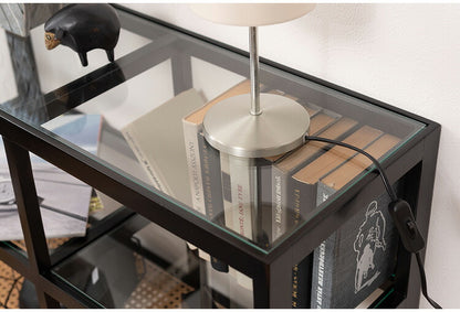 オープンシェルフ PM-513 東谷 収納 棚 シェルフ オープンシェルフ オープン収納 3段 三段 見せる収納 魅せる収納 木製 天然木 ミンディ ラタン 籐 幅80cm 高さ75cm ガラス クリア 透明(代引不可)