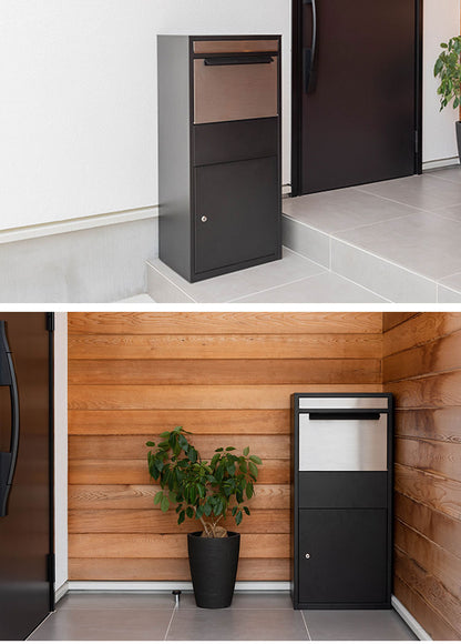 宅配ボックス 一戸建て 大容量 完成品 ステンレス デリバリーボックス 郵便受け ポスト 置き型 防水 郵便ポスト 鍵付き アンティーク 玄関 エントランス(代引不可)