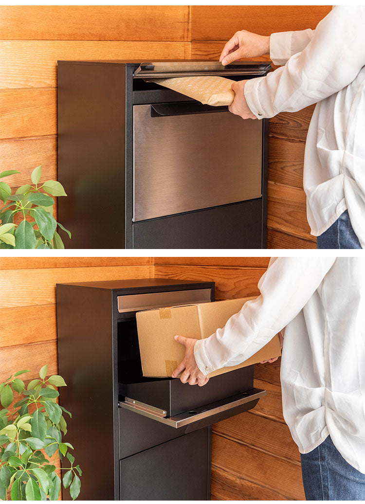 宅配ボックス 一戸建て 大容量 完成品 ステンレス デリバリーボックス 郵便受け ポスト 置き型 防水 郵便ポスト 鍵付き アンティーク 玄関 エントランス(代引不可)