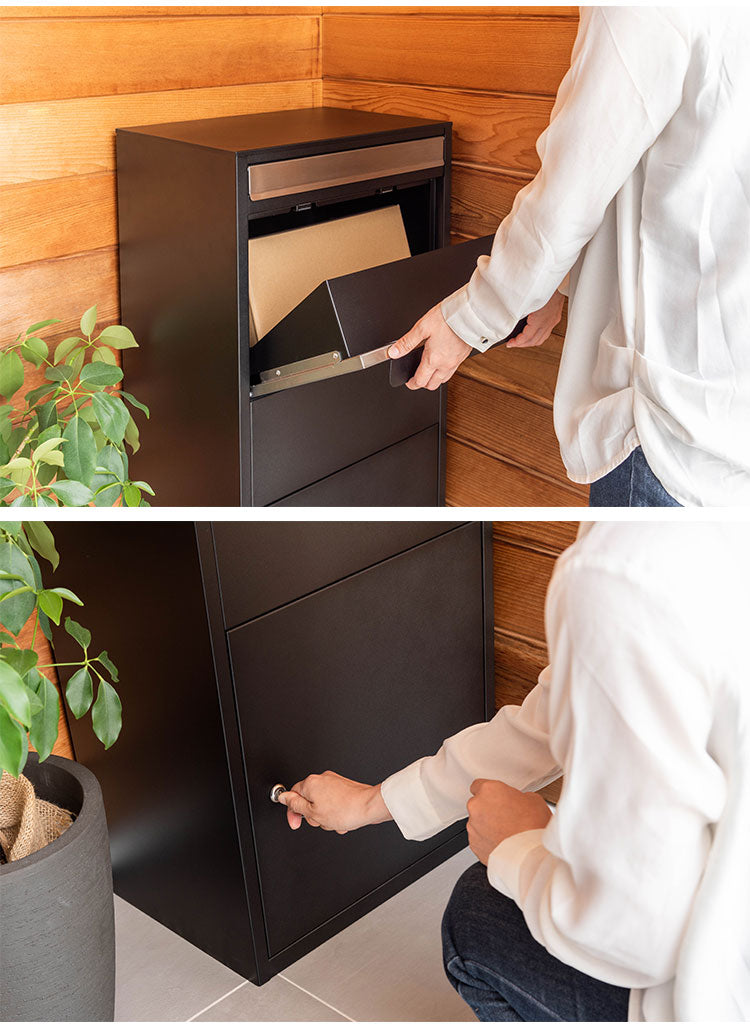 宅配ボックス 一戸建て 大容量 完成品 ステンレス デリバリーボックス 郵便受け ポスト 置き型 防水 郵便ポスト 鍵付き アンティーク 玄関 エントランス(代引不可)
