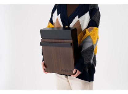 ポスト 壁掛け 壁付け 壁面 ウォールポスト メールボックス おしゃれ スリム 鍵付き スチール 木目調 黒 ブラック 白 ホワイト(代引不可)