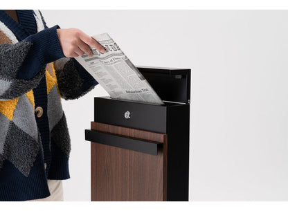 ポスト 壁掛け 壁付け 壁面 ウォールポスト メールボックス おしゃれ スリム 鍵付き スチール 木目調 黒 ブラック 白 ホワイト(代引不可)