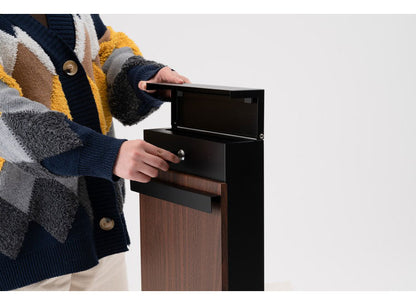 ポスト 壁掛け 壁付け 壁面 ウォールポスト メールボックス おしゃれ スリム 鍵付き スチール 木目調 黒 ブラック 白 ホワイト(代引不可)