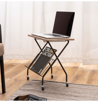 フォールディングサイドテーブル 折りたたみ式テーブル テーブル フォールディング キャスター付き 収納 飾り棚 移動 転がる おしゃれ 木目調 スチール 高さ47cm キッチン 作業デスク シンプル(代引不可)