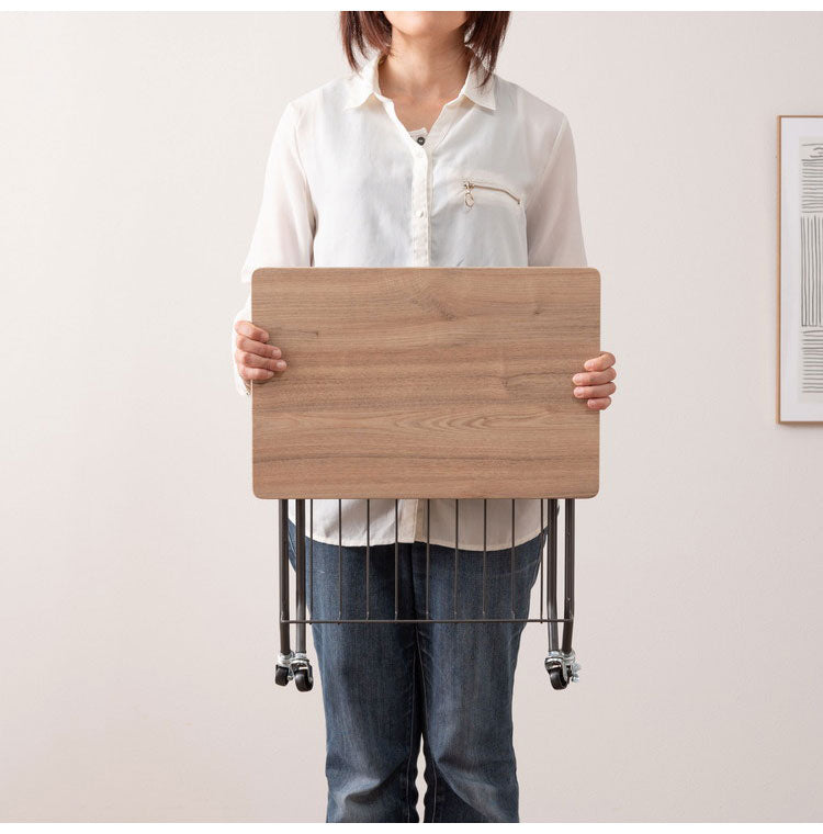 フォールディングサイドテーブル 折りたたみ式テーブル テーブル フォールディング キャスター付き 収納 飾り棚 移動 転がる おしゃれ 木目調 スチール 高さ47cm キッチン 作業デスク シンプル(代引不可)