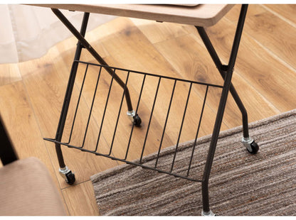 フォールディングサイドテーブル 折りたたみ式テーブル テーブル フォールディング キャスター付き 収納 飾り棚 移動 転がる おしゃれ 木目調 スチール 高さ47cm キッチン 作業デスク シンプル(代引不可)