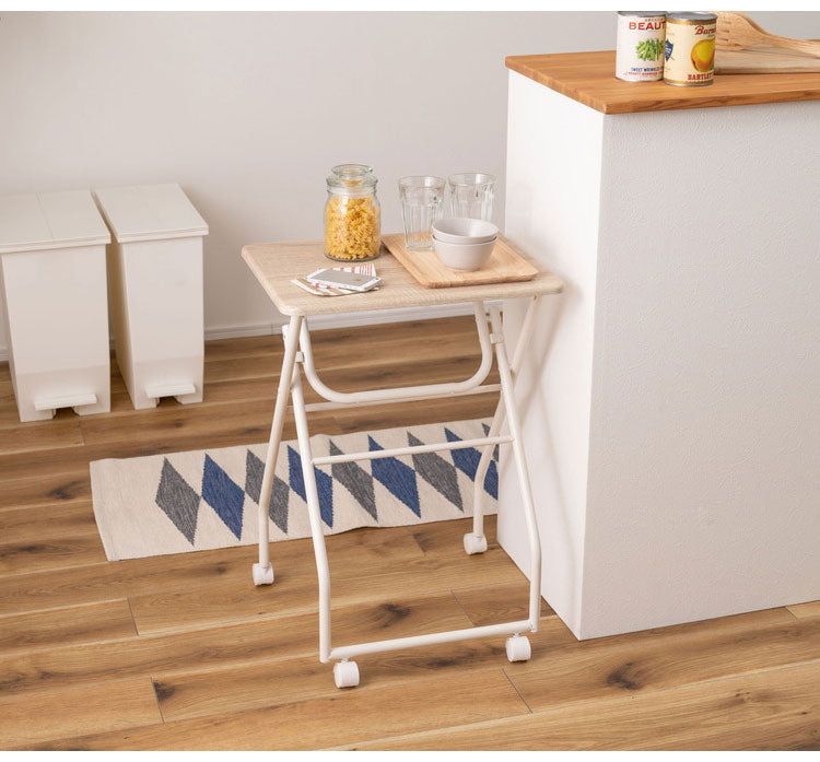 キャスター付フォールディングテーブル 折りたたみ式テーブル ハイテーブル キャスター付き 移動 転がる おしゃれ 高さ70cm キッチン 作業デスク シンプル ブラック 黒 おしゃれ インテリア(代引不可)