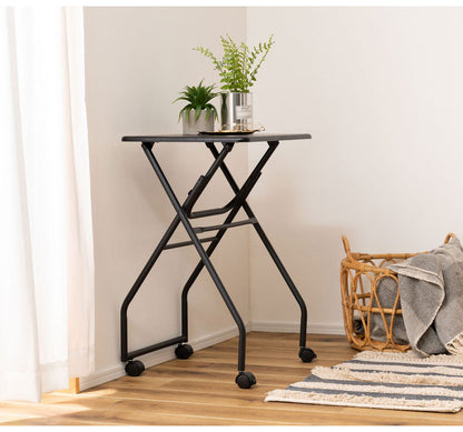 キャスター付フォールディングテーブル 折りたたみ式テーブル ハイテーブル キャスター付き 移動 転がる おしゃれ 高さ70cm キッチン 作業デスク シンプル ブラック 黒 おしゃれ インテリア(代引不可)