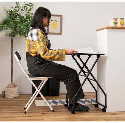 キャスター付フォールディングテーブル 折りたたみ式テーブル ハイテーブル キャスター付き 移動 転がる おしゃれ 高さ70cm キッチン 作業デスク シンプル ブラック 黒 おしゃれ インテリア(代引不可)