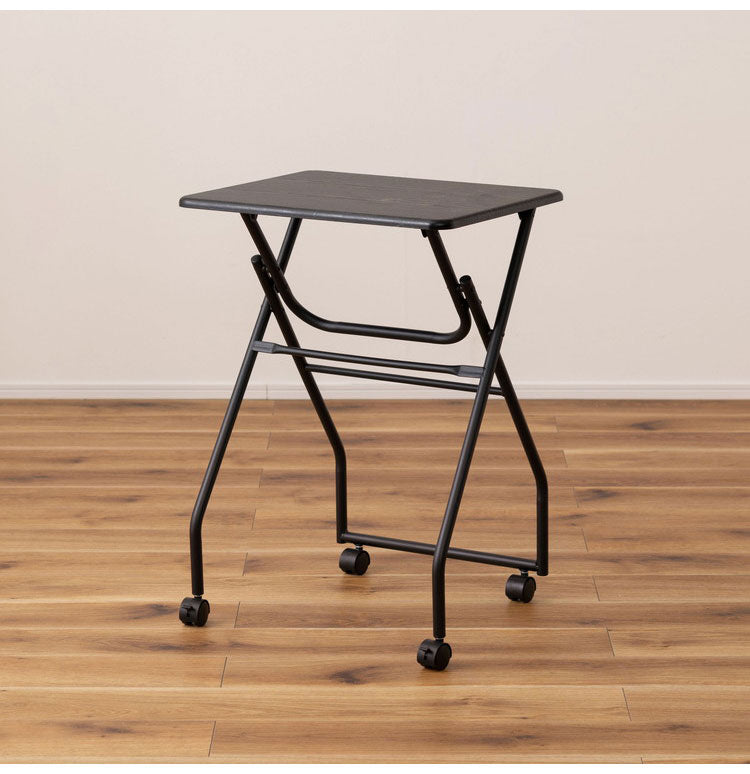 キャスター付フォールディングテーブル 折りたたみ式テーブル ハイテーブル キャスター付き 移動 転がる おしゃれ 高さ70cm キッチン 作業デスク シンプル ブラック 黒 おしゃれ インテリア(代引不可)
