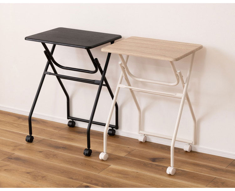 キャスター付フォールディングテーブル 折りたたみ式テーブル ハイテーブル キャスター付き 移動 転がる おしゃれ 高さ70cm キッチン 作業デスク シンプル ブラック 黒 おしゃれ インテリア(代引不可)