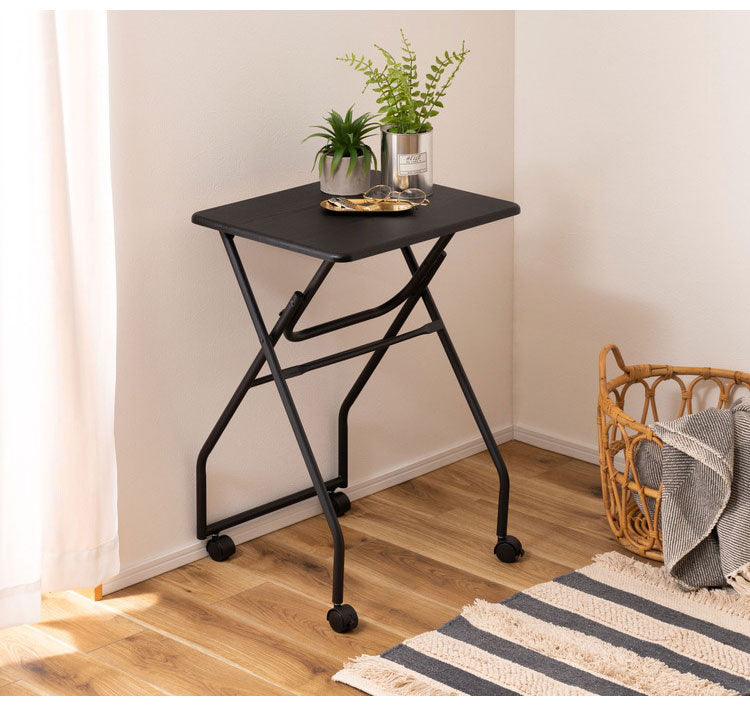 キャスター付フォールディングテーブル 折りたたみ式テーブル ハイテーブル キャスター付き 移動 転がる おしゃれ 高さ70cm キッチン 作業デスク シンプル ブラック 黒 おしゃれ インテリア(代引不可)