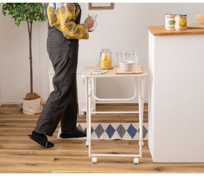 キャスター付フォールディングテーブル 折りたたみ式テーブル ハイテーブル キャスター付き 移動 転がる おしゃれ 高さ70cm キッチン 作業デスク シンプル ブラック 黒 おしゃれ インテリア(代引不可)