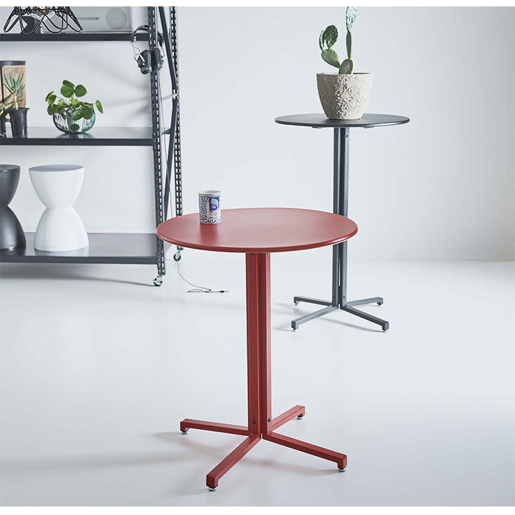 テーブル カフェテーブル 丸型 サークル 丸 ダイニングテーブル オフィス アジャスター付き スチール スタイリッシュ シンプル ブラック グレー レッド(代引不可)