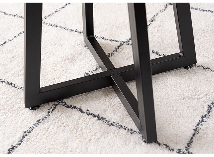 サイドテーブル Sサイズ ナイトテーブル 机 おしゃれ 丸型 円形 木目調 スチール 黒フレーム シンプル モダン インダストリアル ナチュラル ブラウン ホワイト 白 新生活(代引不可)