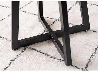 サイドテーブル Sサイズ ナイトテーブル 机 おしゃれ 丸型 円形 木目調 スチール 黒フレーム シンプル モダン インダストリアル ナチュラル ブラウン ホワイト 白 新生活(代引不可)