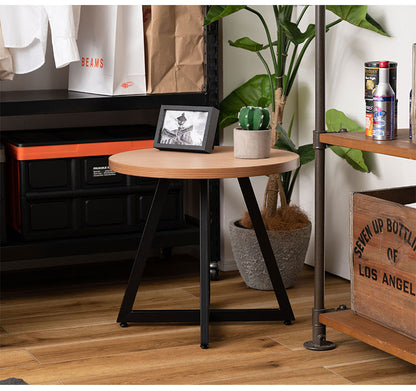 ローテーブル センターテーブル 円形 幅50cm 奥行 高さ 45cm 白 茶色 リビングテーブル 机 おしゃれ 丸型 丸 丸テーブル まる 木目調 スチール 黒フレーム 小さめ 小さい シンプル(代引不可)