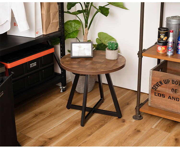 ローテーブル センターテーブル 円形 幅50cm 奥行 高さ 45cm 白 茶色 リビングテーブル 机 おしゃれ 丸型 丸 丸テーブル まる 木目調 スチール 黒フレーム 小さめ 小さい シンプル(代引不可)