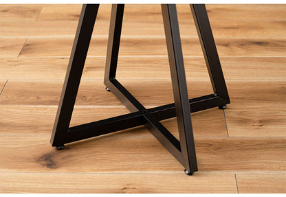 ローテーブル センターテーブル 円形 幅50cm 奥行 高さ 45cm 白 茶色 リビングテーブル 机 おしゃれ 丸型 丸 丸テーブル まる 木目調 スチール 黒フレーム 小さめ 小さい シンプル(代引不可)