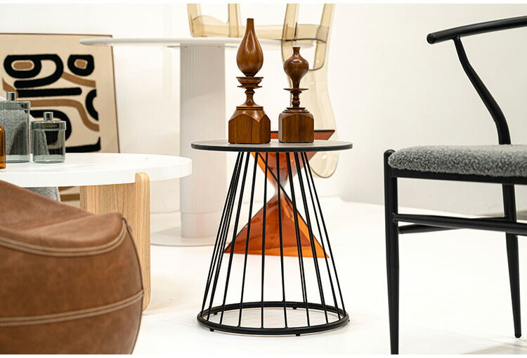 ラウンドテーブルS PT-340 東谷 テーブル ラウンドテーブル 丸 サイドテーブル ストーン柄 石目調 スチール アイアン 北欧 モダン インダストリアル シンプル カフェ おしゃれ リビング ソファ(代引不可)