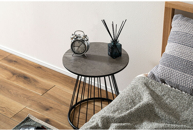 ラウンドテーブルS PT-340 東谷 テーブル ラウンドテーブル 丸 サイドテーブル ストーン柄 石目調 スチール アイアン 北欧 モダン インダストリアル シンプル カフェ おしゃれ リビング ソファ(代引不可)