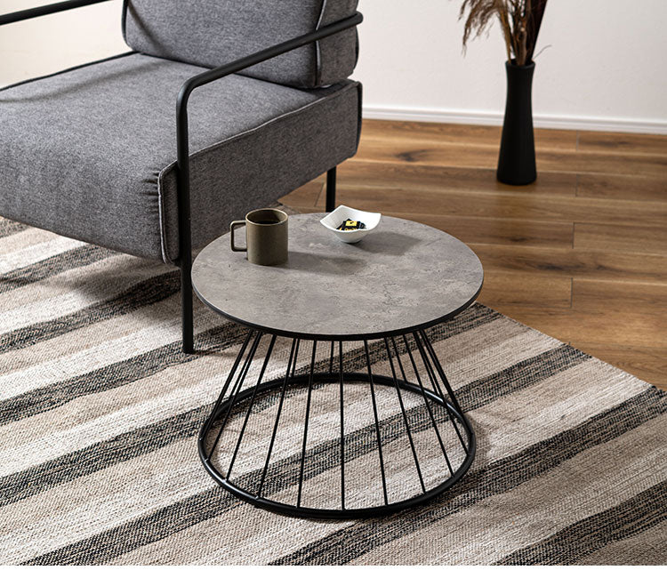 ラウンドテーブルL PT-341 東谷 テーブル ラウンドテーブル 丸 サイドテーブル ストーン柄 石目調 スチール アイアン 北欧 モダン インダストリアル シンプル カフェ おしゃれ リビング ソファ(代引不可)
