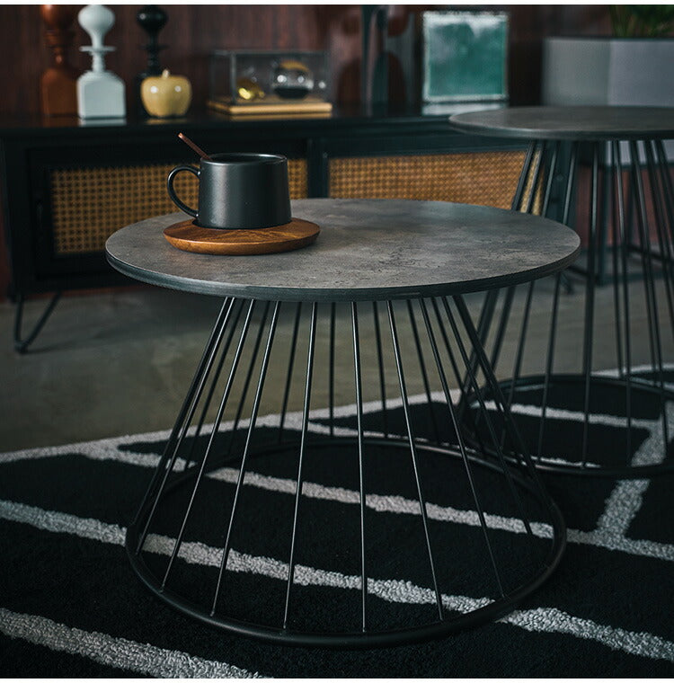 ラウンドテーブルL PT-341 東谷 テーブル ラウンドテーブル 丸 サイドテーブル ストーン柄 石目調 スチール アイアン 北欧 モダン インダストリアル シンプル カフェ おしゃれ リビング ソファ(代引不可)