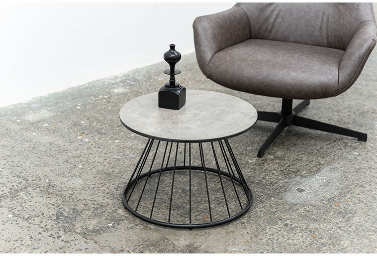 ラウンドテーブルL PT-341 東谷 テーブル ラウンドテーブル 丸 サイドテーブル ストーン柄 石目調 スチール アイアン 北欧 モダン インダストリアル シンプル カフェ おしゃれ リビング ソファ(代引不可)