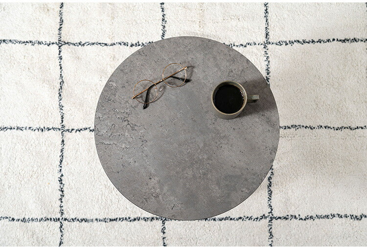 ラウンドテーブルL PT-341 東谷 テーブル ラウンドテーブル 丸 サイドテーブル ストーン柄 石目調 スチール アイアン 北欧 モダン インダストリアル シンプル カフェ おしゃれ リビング ソファ(代引不可)