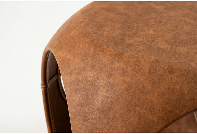 サイドテーブル PT-367 東谷 サイドテーブル おしゃれ 丸 ソフトレザー ベッド ソファ横 ソファー ソファーサイドテーブル テーブル ラウンド ステッチ 合皮 ブラウン 茶色 グレー モダン(代引不可)