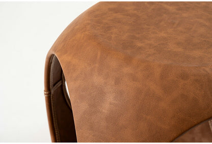 サイドテーブル PT-367 東谷 サイドテーブル おしゃれ 丸 ソフトレザー ベッド ソファ横 ソファー ソファーサイドテーブル テーブル ラウンド ステッチ 合皮 ブラウン 茶色 グレー モダン(代引不可)