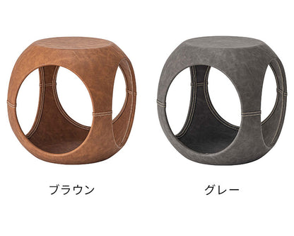 サイドテーブル PT-367 東谷 サイドテーブル おしゃれ 丸 ソフトレザー ベッド ソファ横 ソファー ソファーサイドテーブル テーブル ラウンド ステッチ 合皮 ブラウン 茶色 グレー モダン(代引不可)