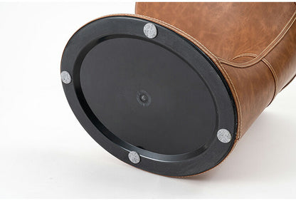 サイドテーブル PT-368 東谷 サイドテーブル おしゃれ 丸 ソフトレザー ベッド ソファ横 ソファー ソファーサイドテーブル テーブル ラウンド ステッチ 合皮 ブラウン 茶色 グレー モダン(代引不可)