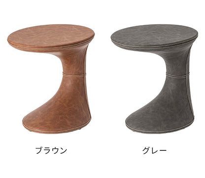 サイドテーブル PT-368 東谷 サイドテーブル おしゃれ 丸 ソフトレザー ベッド ソファ横 ソファー ソファーサイドテーブル テーブル ラウンド ステッチ 合皮 ブラウン 茶色 グレー モダン(代引不可)