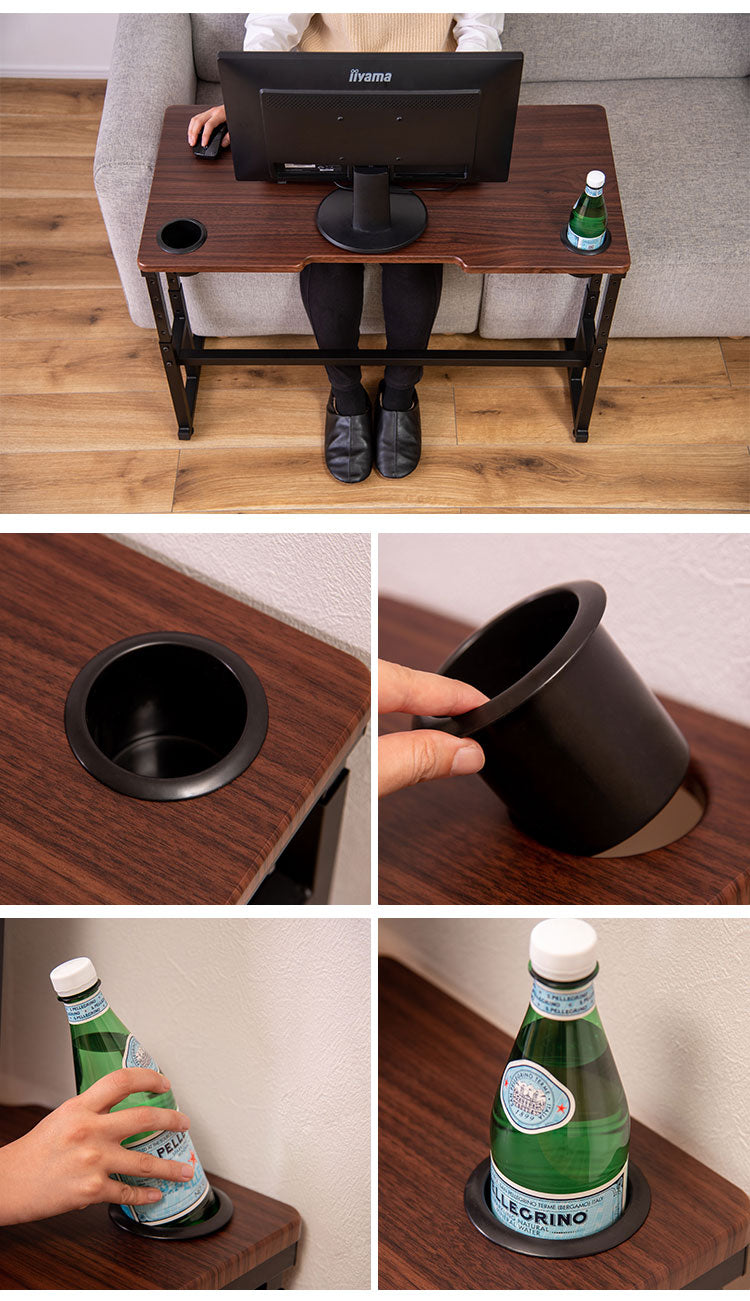 ゲーミングデスク パソコンデスク PCデスク 高さ調節可 ドリンクホルダー付 アジャスター付 幅90cm 学習机 オフィスデスク ワークデスク 北欧 作業机 シンプル 書斎机(代引不可)