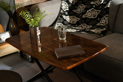 テーブル リフトテーブル 昇降テーブル センターテーブル 鏡面 折りたたみ 昇降 便利 ローテーブル ダイニング ブラウン(代引不可)