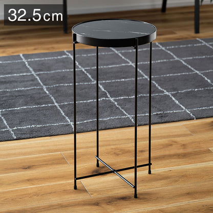 サイドテーブル PT-561 東谷 サイドテーブル ミニテーブル ソファサイド 石目調 ブラック シック スチール シンプル スタイリッシュ 机 テーブル モダン かっこいい(代引不可)