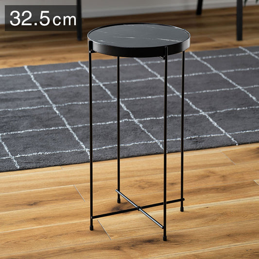 サイドテーブル PT-561 東谷 サイドテーブル ミニテーブル ソファサイド 石目調 ブラック シック スチール シンプル スタイリッシュ 机 テーブル モダン かっこいい(代引不可)