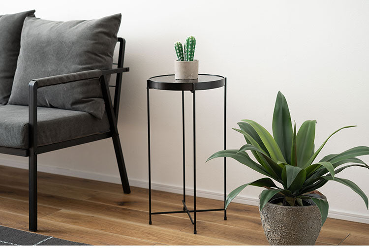 サイドテーブル PT-561 東谷 サイドテーブル ミニテーブル ソファサイド 石目調 ブラック シック スチール シンプル スタイリッシュ 机 テーブル モダン かっこいい(代引不可)