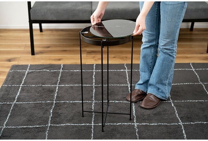 サイドテーブル PT-561 東谷 サイドテーブル ミニテーブル ソファサイド 石目調 ブラック シック スチール シンプル スタイリッシュ 机 テーブル モダン かっこいい(代引不可)