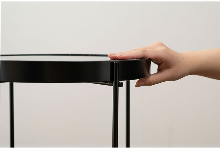 サイドテーブル PT-561 東谷 サイドテーブル ミニテーブル ソファサイド 石目調 ブラック シック スチール シンプル スタイリッシュ 机 テーブル モダン かっこいい(代引不可)