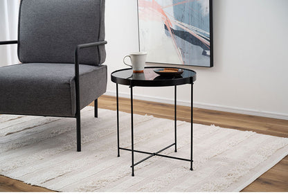 サイドテーブル PT-562 東谷 サイドテーブル ミニテーブル ソファサイド 石目調 ブラック シック スチール シンプル スタイリッシュ 机 テーブル モダン かっこいい(代引不可)