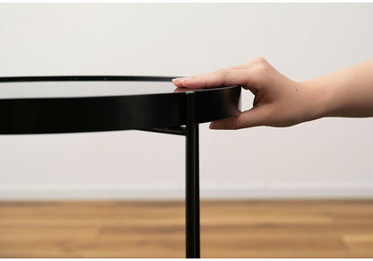 サイドテーブル PT-562 東谷 サイドテーブル ミニテーブル ソファサイド 石目調 ブラック シック スチール シンプル スタイリッシュ 机 テーブル モダン かっこいい(代引不可)