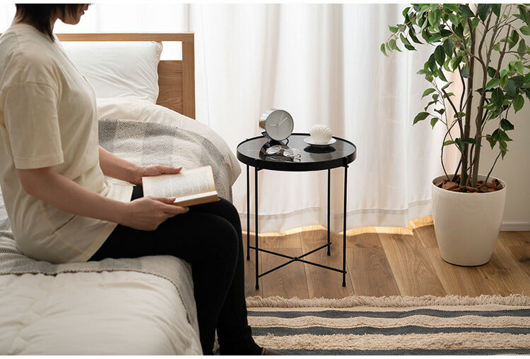 サイドテーブル PT-562 東谷 サイドテーブル ミニテーブル ソファサイド 石目調 ブラック シック スチール シンプル スタイリッシュ 机 テーブル モダン かっこいい(代引不可)