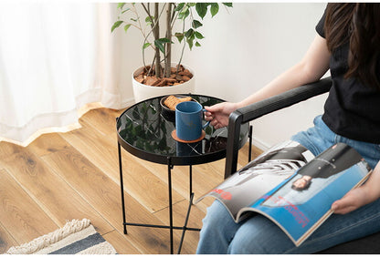 サイドテーブル PT-562 東谷 サイドテーブル ミニテーブル ソファサイド 石目調 ブラック シック スチール シンプル スタイリッシュ 机 テーブル モダン かっこいい(代引不可)