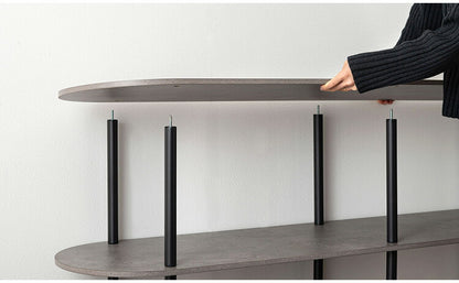 オープンラック3段 PT-564 東谷 オープンラック ラック 収納棚 ディスプレイラック 大理石調 石目調 3段 シック モダン 黒 ブラック 楕円形 ストーン柄 リビング 見せる収納 スチール脚(代引不可)