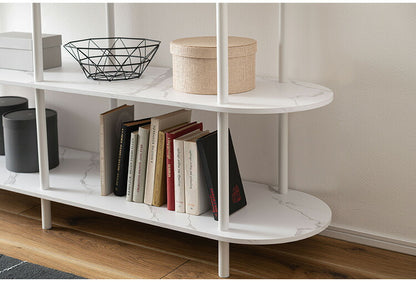 オープンラック3段 PT-564 東谷 オープンラック ラック 収納棚 ディスプレイラック 大理石調 石目調 3段 シック モダン 黒 ブラック 楕円形 ストーン柄 リビング 見せる収納 スチール脚(代引不可)