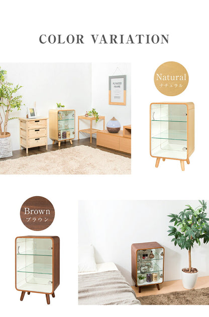 コレクションケース 幅36cm 高さ60cm ガラスショーケース ディスプレイラック 収納 おしゃれ 木製 背面ミラー かわいい 北欧(代引不可)